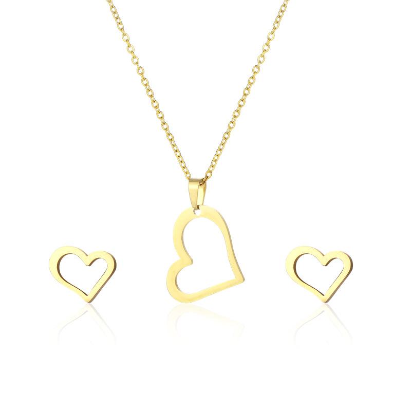 Stainless Steel Heart-shaped Necklace Set