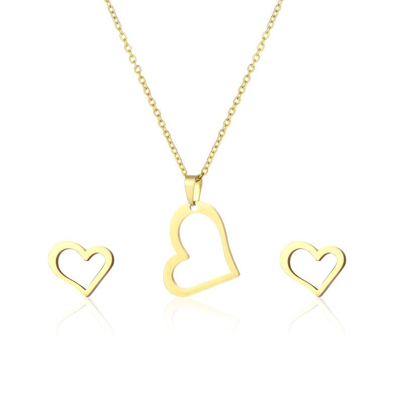 Stainless Steel Heart-shaped Necklace Set