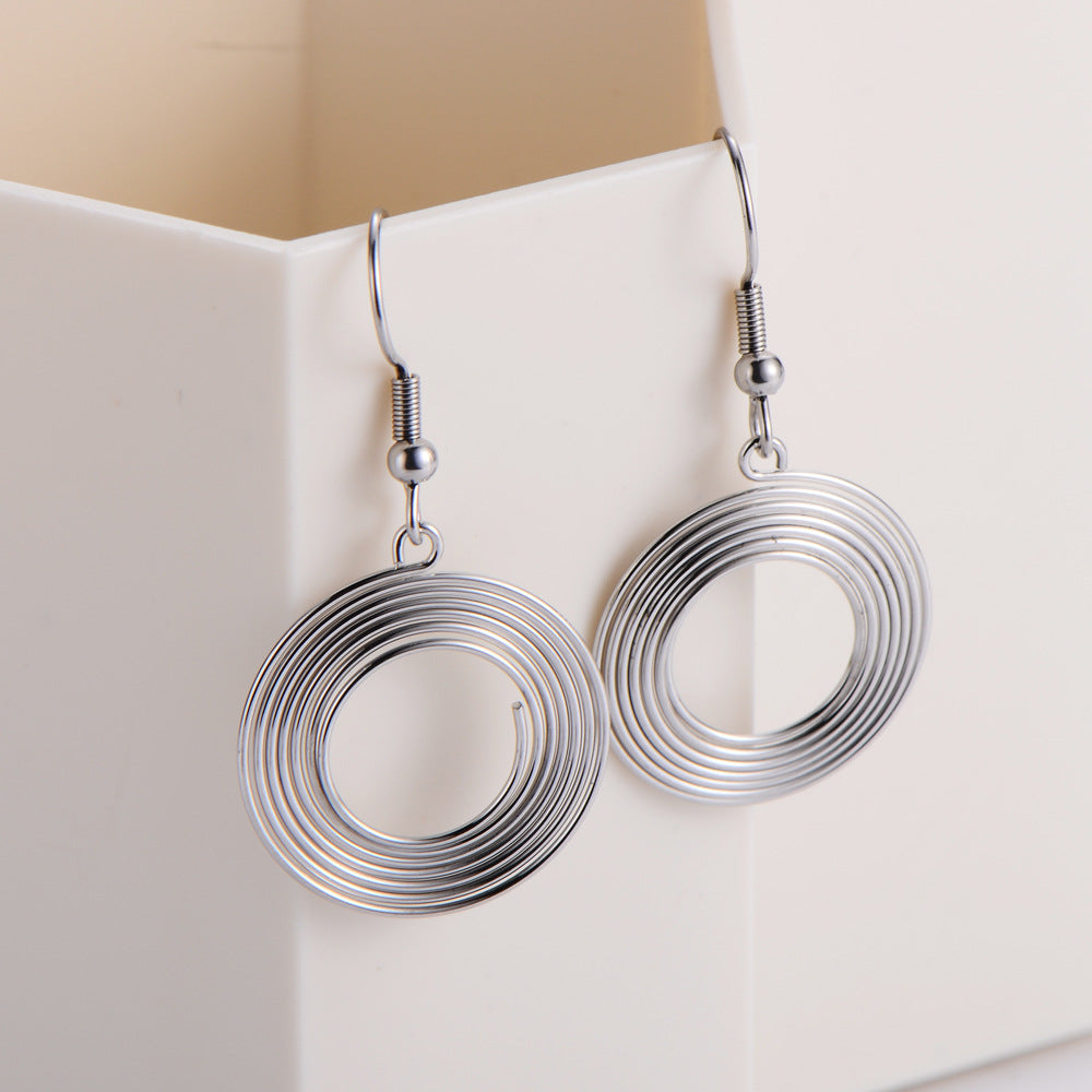 Stainless Steel Round Spring Earrings