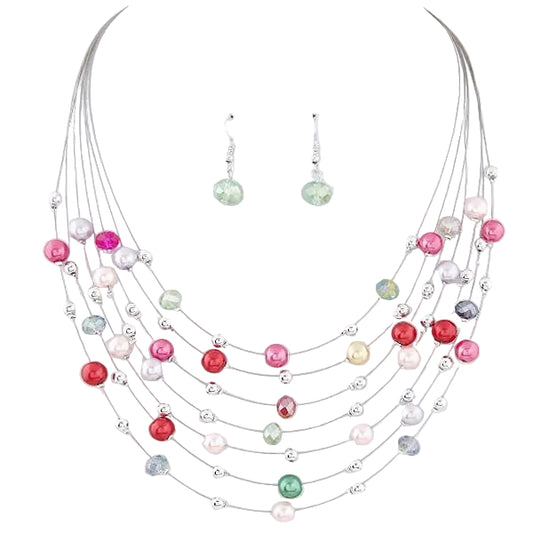 Multi-Layered Beaded Necklace Set