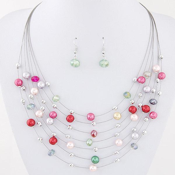 Multi-Layered Beaded Necklace Set