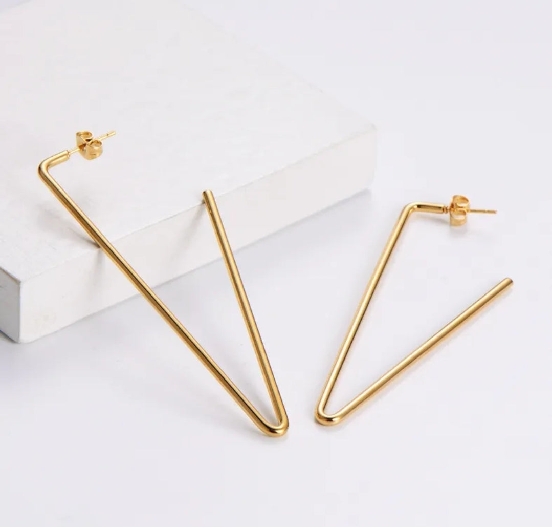 Gold Stainless Steel Geometric Earrings