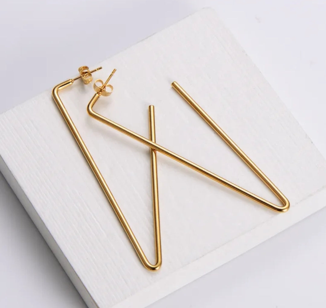 Gold Stainless Steel Geometric Earrings