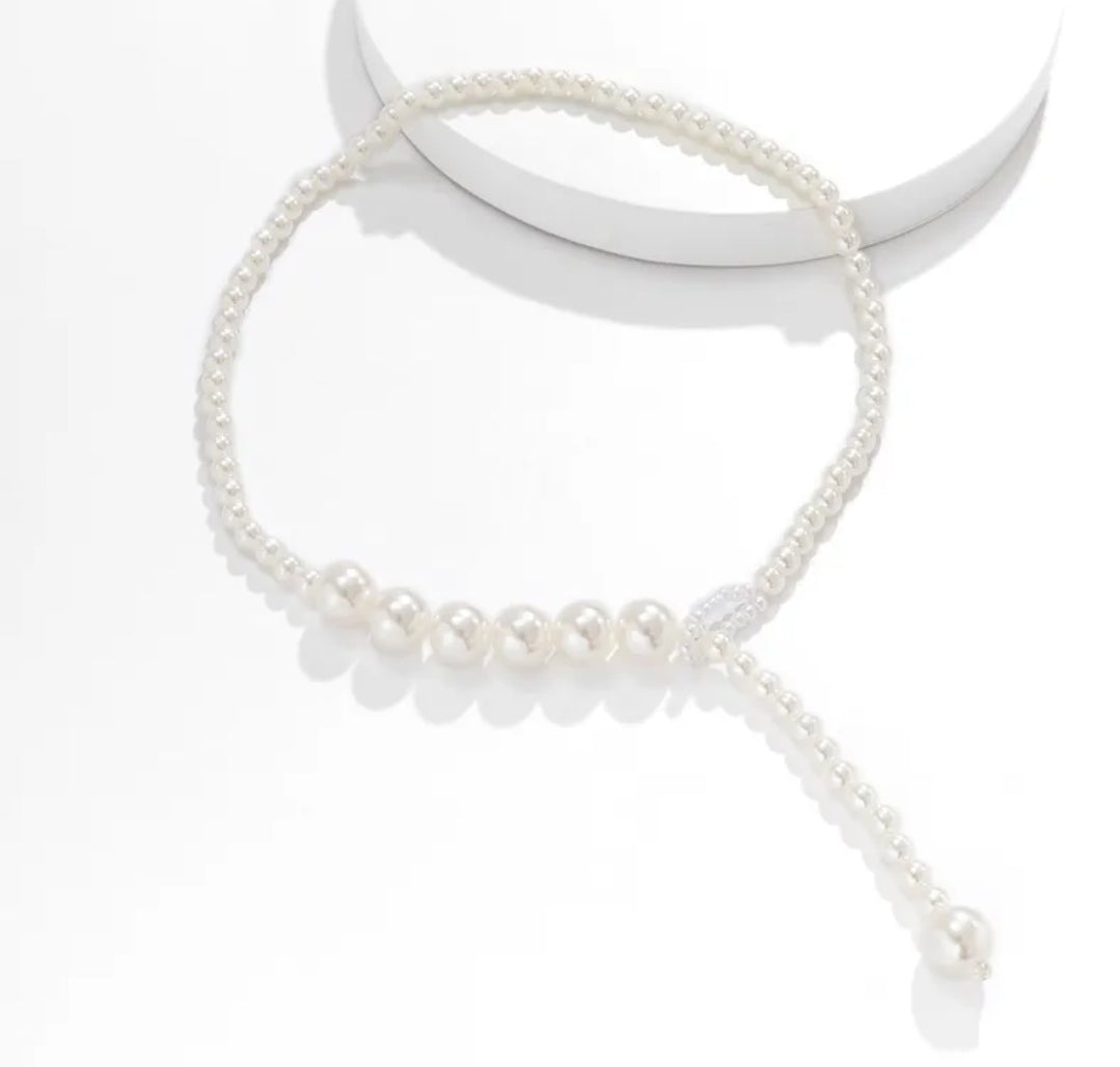 Retro Y-shaped Tassel Beaded Imitation Pearl Necklace