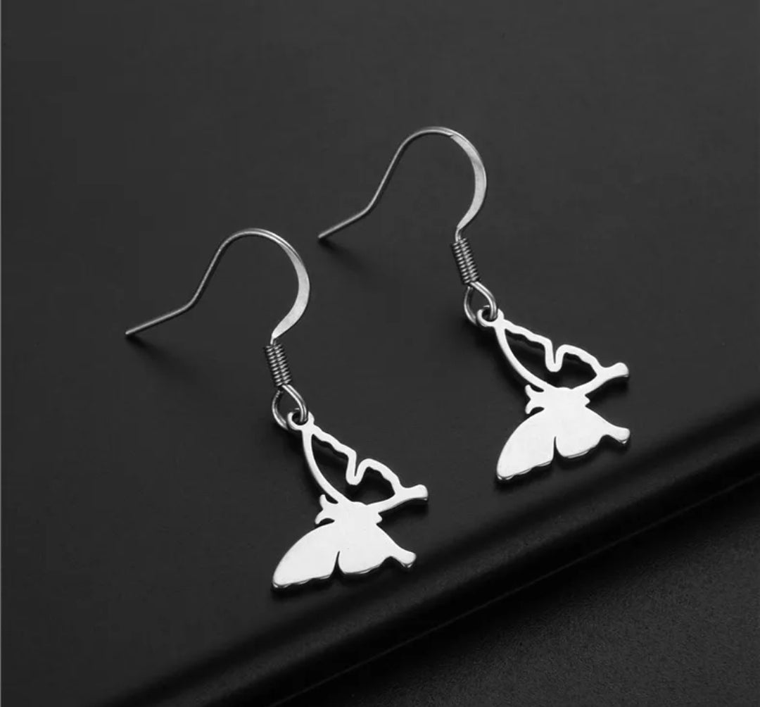 Stainless Steel Hollow Butterfly Earrings