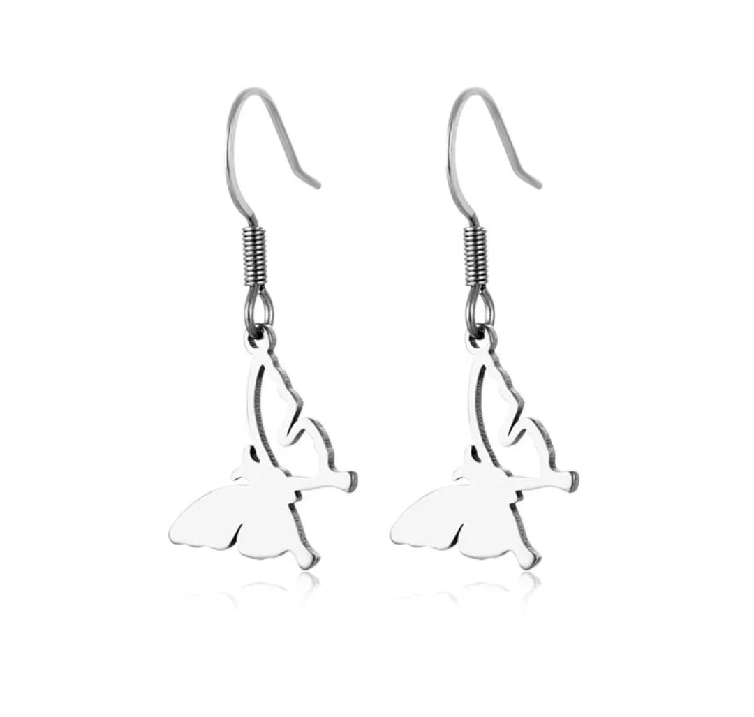 Stainless Steel Hollow Butterfly Earrings