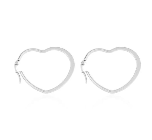 Stainless Steel Large Geometric Hollow Heart Shaped Earrings