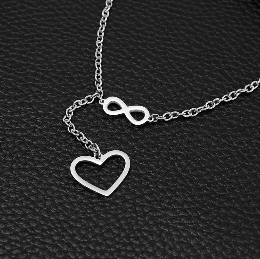 Titanium Steel Heart Pendant Necklace With Infinity Charm